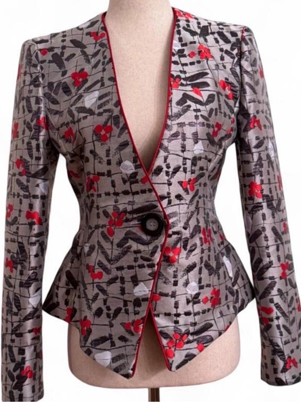 Emporio Armani Cream Blazer with Black & Red Floral Print